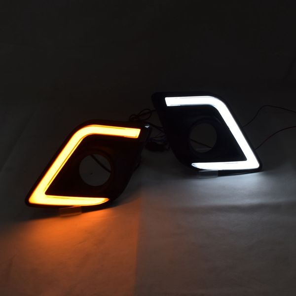 

car led daytime running light for hilux revo vigo 2015 2016 2017 drl white amber turn signal light fog lamp