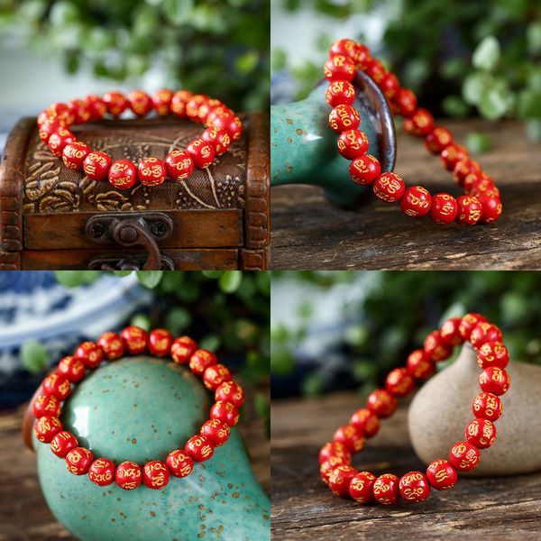 

beaded jewelry natural cinnabar six word true words bracelet gilding bracelet black snow bracelet men and women fund hand string jewelry
