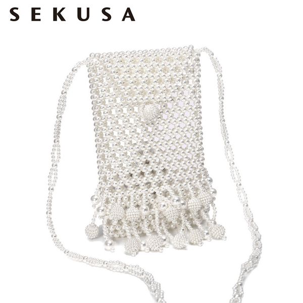 

sekusa beaded tassel women clutch embroidery small evening bags party bag shoulder purse