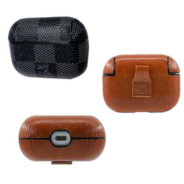 

grid pu leather earbuds case for luxury airpods pro cases airpods 3 wireless bluetooth earphone case protector hull shell key buckle 508