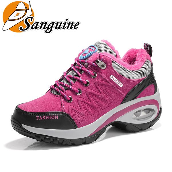 

winter women boots woman shoes genuine leather warm flat platform fur waterproof snow sneakers plush fashion casual boots, Black