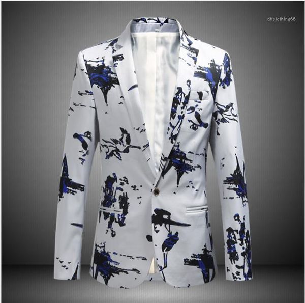 

fashion slim fit suits spring autumn male clothing mens 2020 luxury designer blazers plus size print coat, White;black