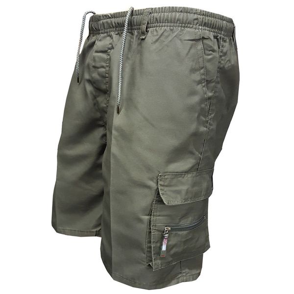 

men's multi pocket cargo casual cotton knee length military men loose army tactical shorts homme summer sweatpants c19041901, Black
