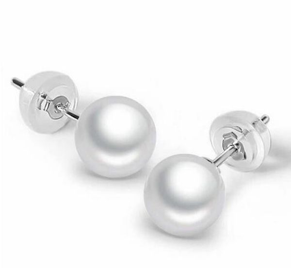 

encantador par de 11-12mm mar del sur ronda blanco perla pendiente 18 k, White