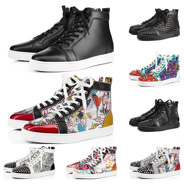 

new fashion designer red bottoms shoes studded spikes flats rivet sneakers for men women party lovers casual sports sneaker size 35-47