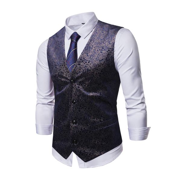 

print tank gilet homme nice autumn suit vest men party button formal dress vests for men wedding club steampunk waistcoat, Black;white