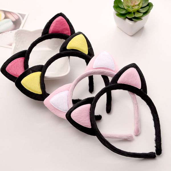

cute cat ear hairband hairpin children plush headband hair accessories children gifts kids hair accessories ties, Slivery;white