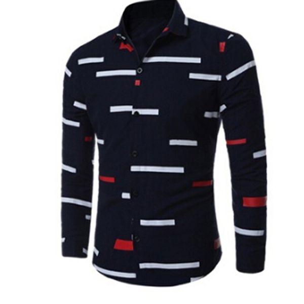 

plus size 3xl men shirts autumn slim fit long sleeve blouses shirt male irregular stripes shirts with button new, White;black