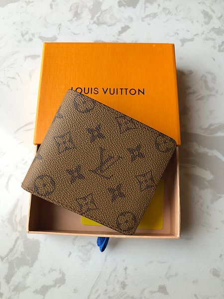 

l bag billfold plaid pattern women wallet men pures high-end luxury designers l wallet with box 166 louis vuitton, Golden;silver