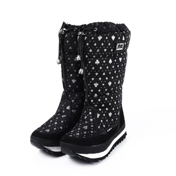 

puimentiua easy wear girl white zip shoes female boots winter boots high women snow plush warm shoes plus size, Black