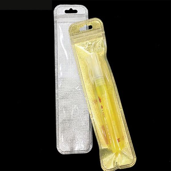 

100/200pcs long gold/silver clear plastic zipper lock bag for watches jewelry packaging pouch self-sealing bag for makeup brush