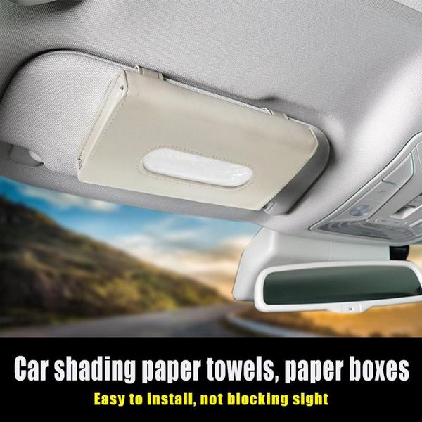 

car sun visor tissue box holder pu leather paper napkin cover auto styling convenient napkin tray