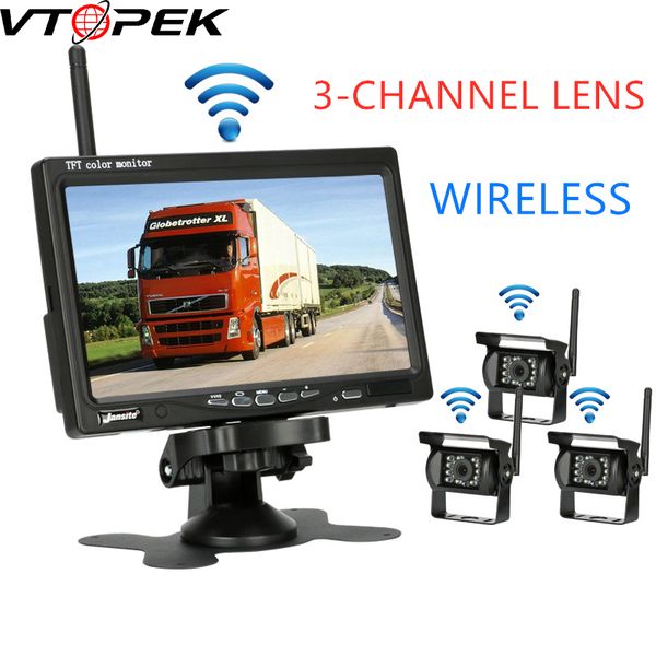 

7 inch car monitor tft lcd 7" hd digital 16:9 800*480 screen 4 way video input remote control reverse rear view camera for truck