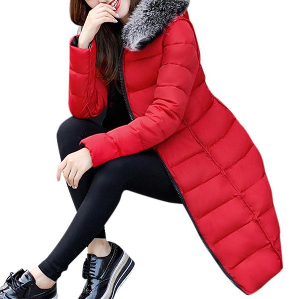 

missky женщины вниз пальто хлопка плюшевого воротник зима теплое сплошной цвет с капюшоном реверсивного пальто, Black