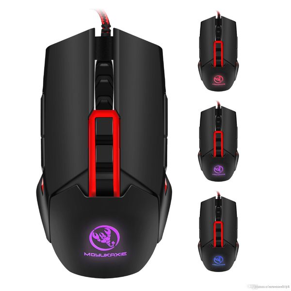 

brand new backlit mechanical macros define wired gaming mouse 3200dpi 9 key usb left right hand dual-use mouse for pc