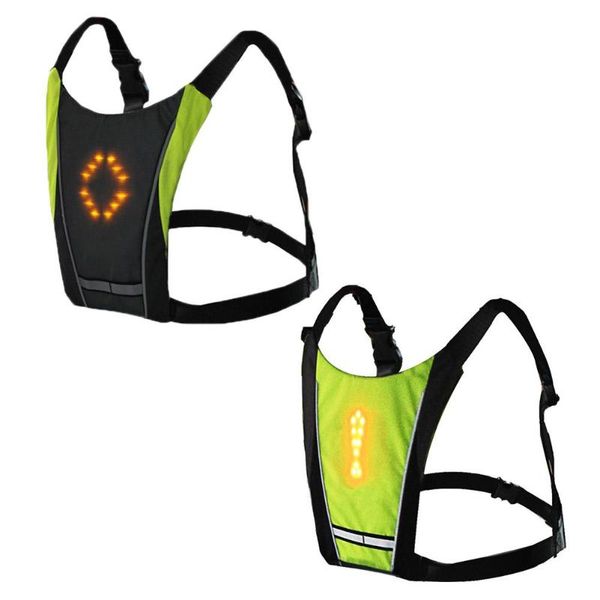

bicycle luminous vest wireless remote control night riding warning light, Black