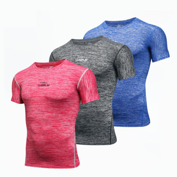 

taobo sports short-sleeve tights men's fitness running sports training short sleeve gym quick- breathable clothing, Black;blue