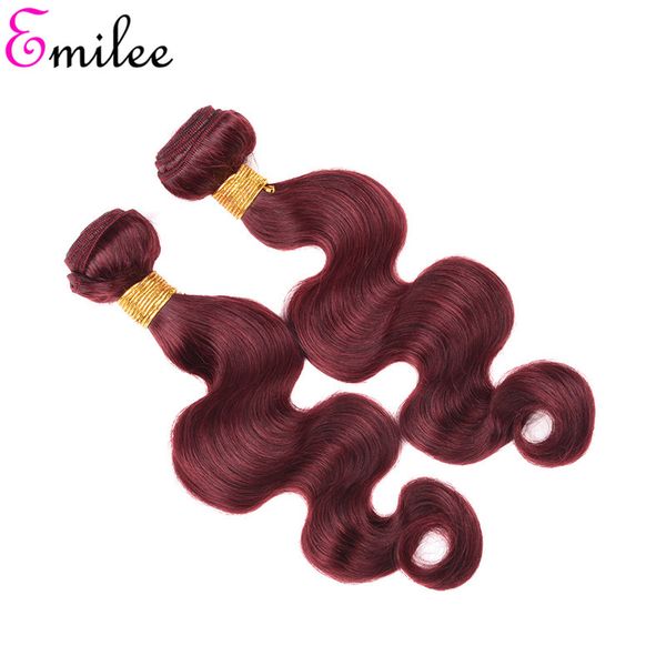 

emilee 99j burgundy ombre hair weave 3 bundles with closure myanmar red wine body wave remy hair bundles 20 inch, Black
