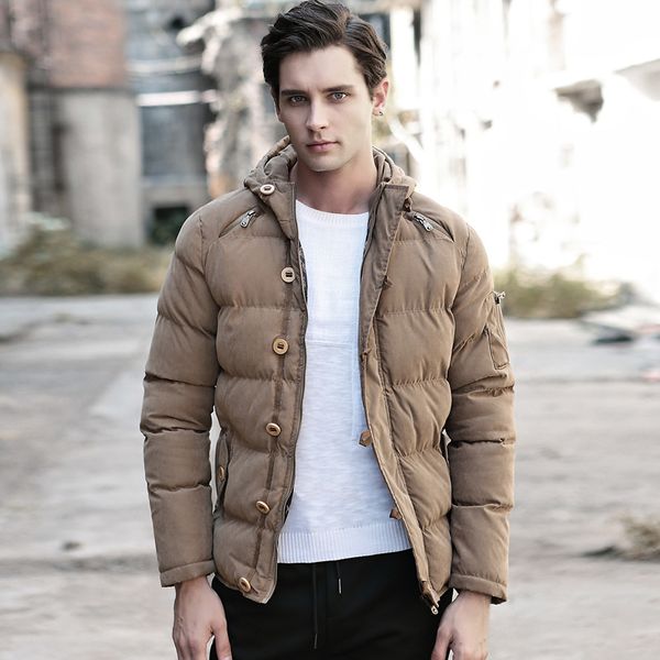 

port& winter jacket men parkas men casual 2019 hooded coats outerwear thick cotton quilted male brand clothing, Black