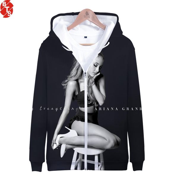 

3d printed hip hop kpop zipper hoodies women/men fashion long sleeve hooded sweatshirts casual streetwear clothes, Black