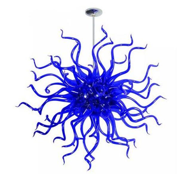 

Flower Style Blue Chandeliers Pendant Lamp Energy Saving Light Source Hand Blown Glass Spherical Shape Chandelier