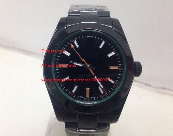 

wristwatch black mens stainless 40mm steel 116400gv black dial green automatic men's watches asia 2813 mechanical, Slivery;brown