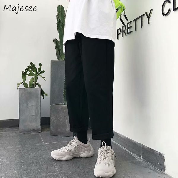 

Pants Men Korean Streetwear High Fashion Solid Leisure Loose All Match Mens Ankle-length Males Hot Sale Sweatpants Hip Hop Chic, Black