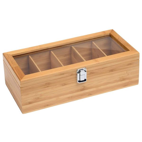 

bamboo system tea box system tea bag jewelry organizer storage box 5 compartments tea box organizer wood sugar packet container