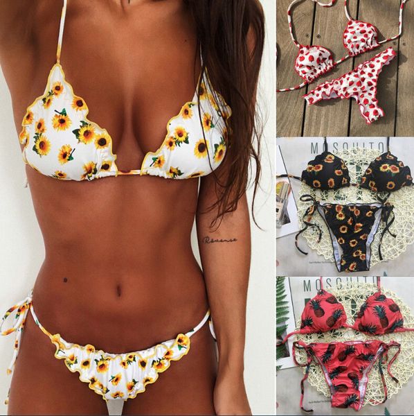 

designer bikini designer swimwear women floral padded bikini letter sunflower monokini bikinis bathing suit swimsuit beachwear summer, White;black