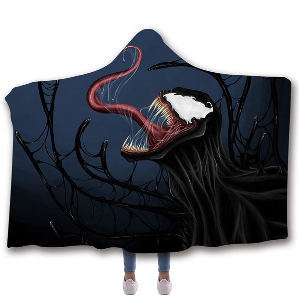 

american film venom fierce blanket hooded coral fleece warm blankets for winter wearable travel blanket airplane200x150cm