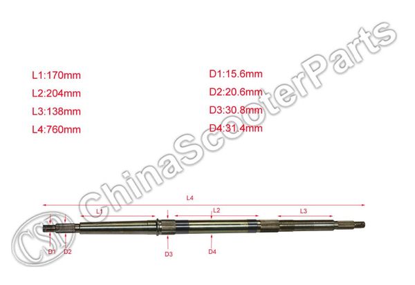 

kazuma 150cc 150 falcon quad bike atv rear axle 760mm 15.6mm