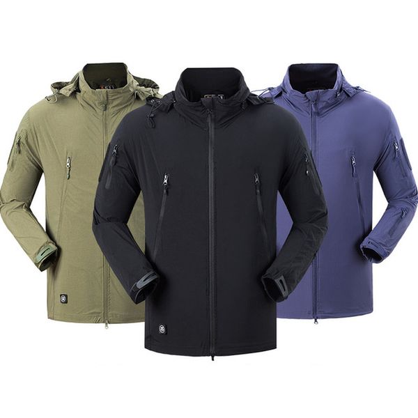 

men camping hiking jacket clothes outdoor windbreaker windproof coat, Blue;black