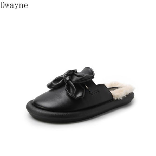 

2020 new baotou bow tide shoes home household cotton slippers, Black