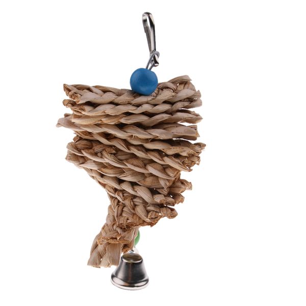 

grass pet cage hanging toy chew toy bird parrot hamster rabbit w/ a bell