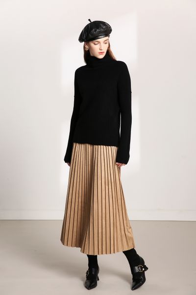

2019 black and gray autumn and winter new women's occident plain and 100% wool kniwear sweater, White;black