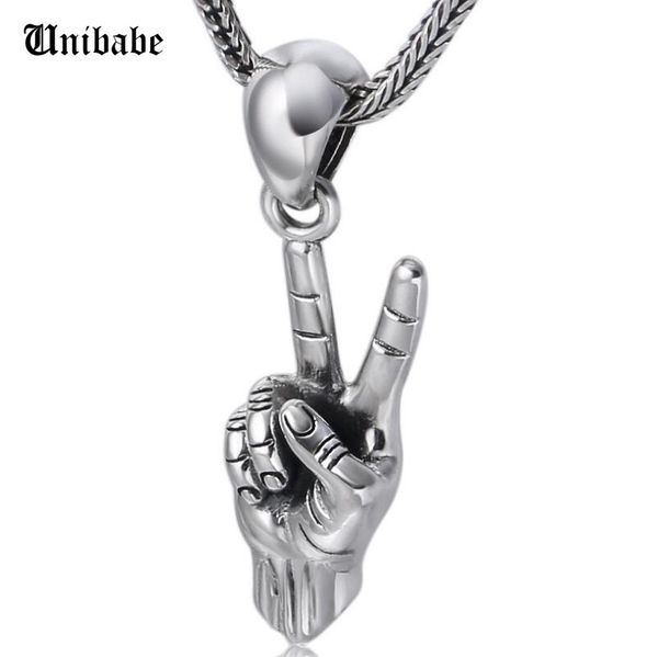 

925 sterling silver hand gesture victory pendant jewelry (fgl