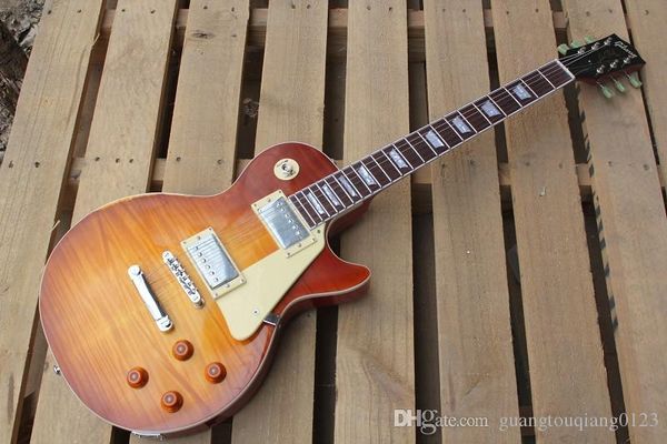 

Flame Maple Custom Shop Billy Gibbons Signed Выброс Aged Pearly Gates Les Standard LP Электрогитара Бесплатная доставка