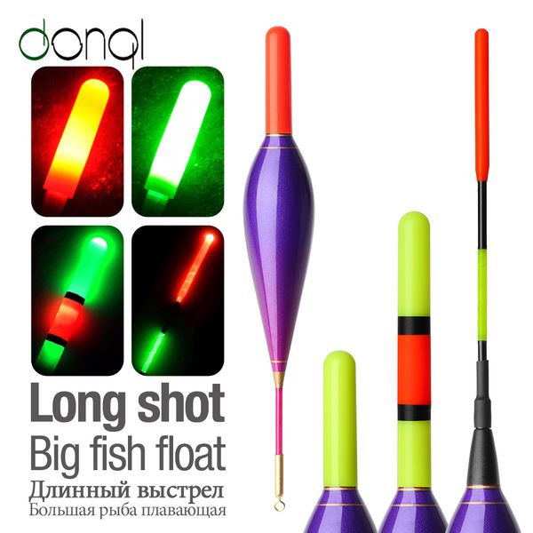 

donql 1pcs led luminous fishing float bold tail buoy long sglowing electric sea fishing float accessories with battery
