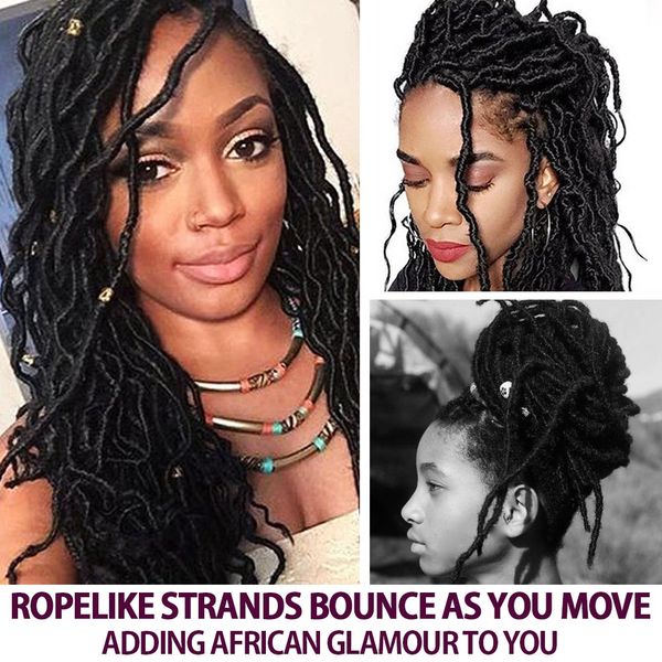 

1 bundles of goddess wavy faux locs crochet hair 18 inch crochet twist braids dreads crochet hair dreadlock synthetic hair extensions, Black
