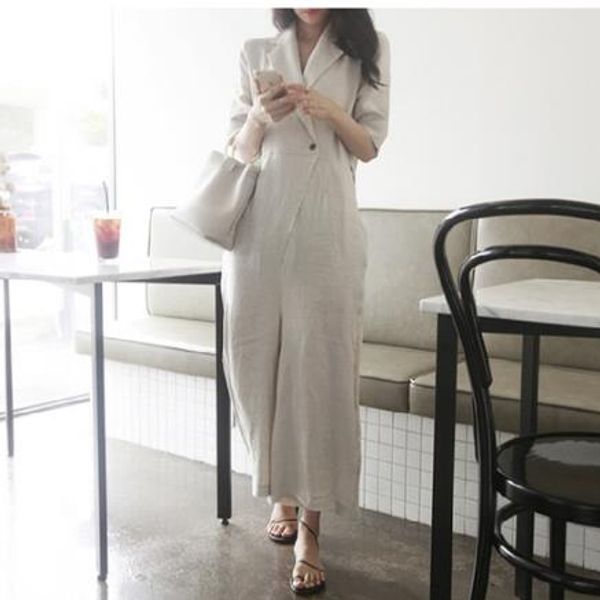 

2020 korean casual loose jumpsuits cotton linen short sleeve summer jumpsuit deep v ladies overallslj166, Black;white