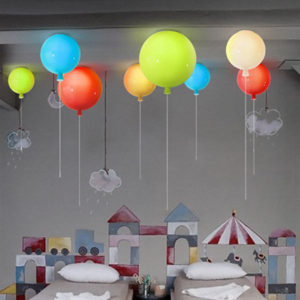 

6 colors balloon acrylic pendant light fixture home deco bedroom children room e27 energy-saving lamps pendant lamp