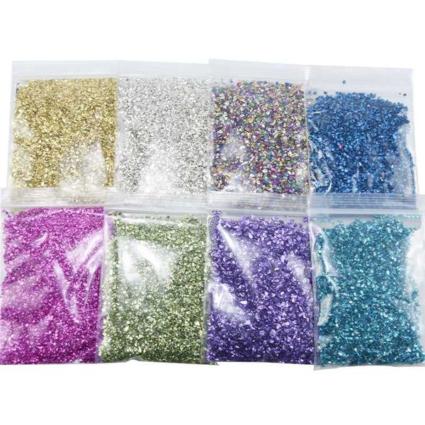 

20g/pack nail palette diy mineral gravel crystals 3d nail stones rhinestone for art decor irregular beads glitter, Silver;gold