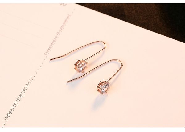 

s925 sterling silver zircon ladies boutique simple earrings lbl05, Golden;silver
