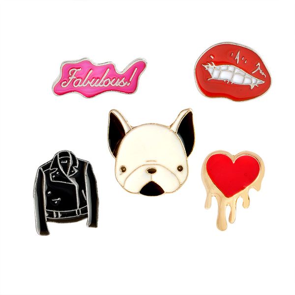 

red lip coat dog head coat love brooch children jewelry gift badge hard enamel pin collection shirt collar decor bag denim hat accessory