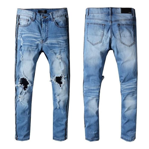 

classic jeans famous miri brand mens long straight fit jeans casual denim washed women men denim jeans, Blue