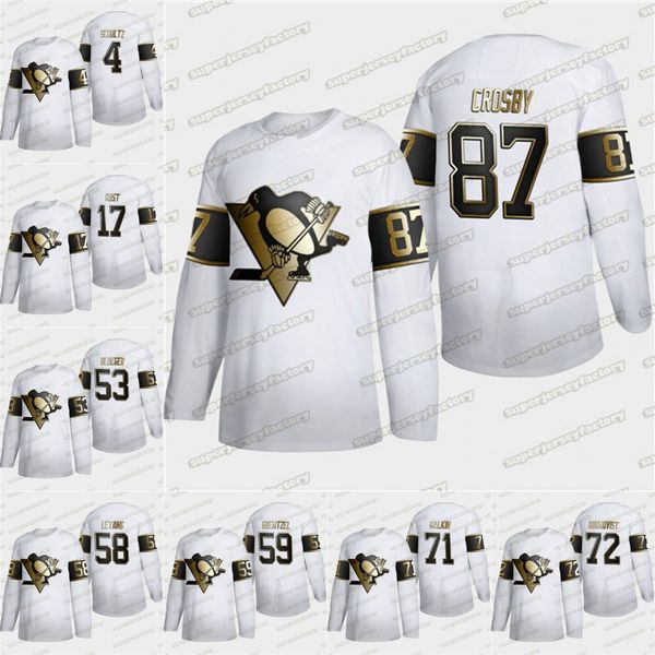 

pittsburgh penguins 2020 white golden edition jersey sidney crosby jake guentzel patric hornqvist kris letang justin schultz rust malkin, Black;red