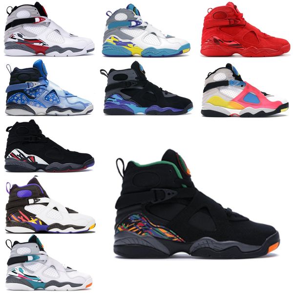 

2020 designer sneakers 8s men basketball shoes red orbit south beach valentine's day white black blow aqua tinker mens sports