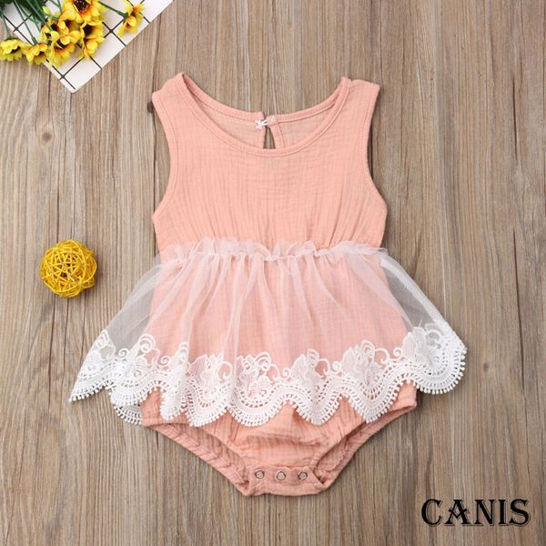 

2019 new newborn kids girl cotton sleeveless with gauze skirt cute infant baby girs romper jumpsuit bodysuit clothes outfit, Red;yellow