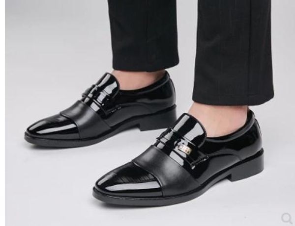 

men's shoes in spring and autumn low heel pointed end@26, Black