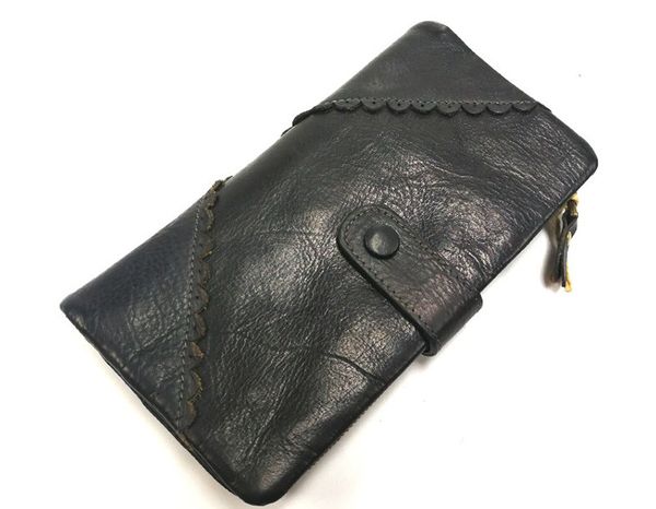 

genuine leather cow skin solid long purse card holder wallet for women, Red;black